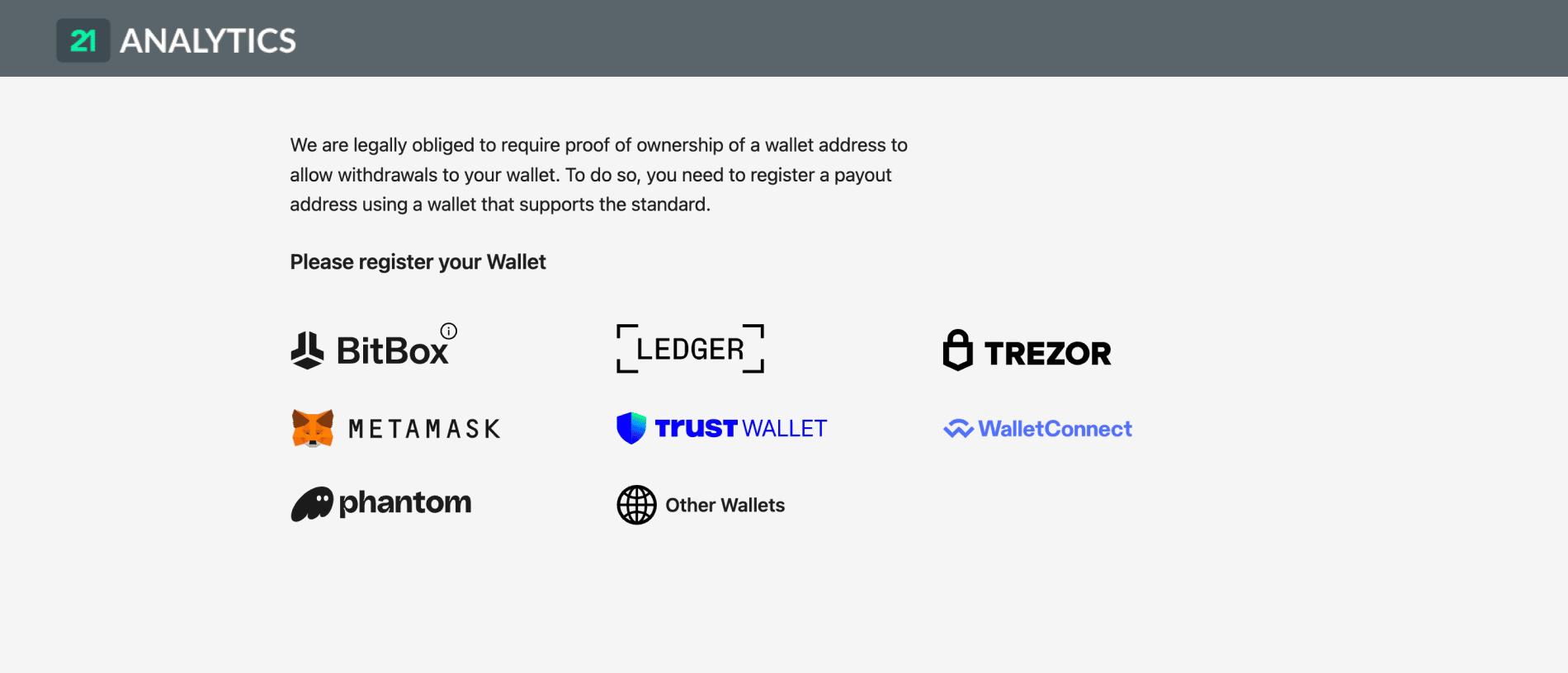 AOPP Portal with a list of available wallet logos.