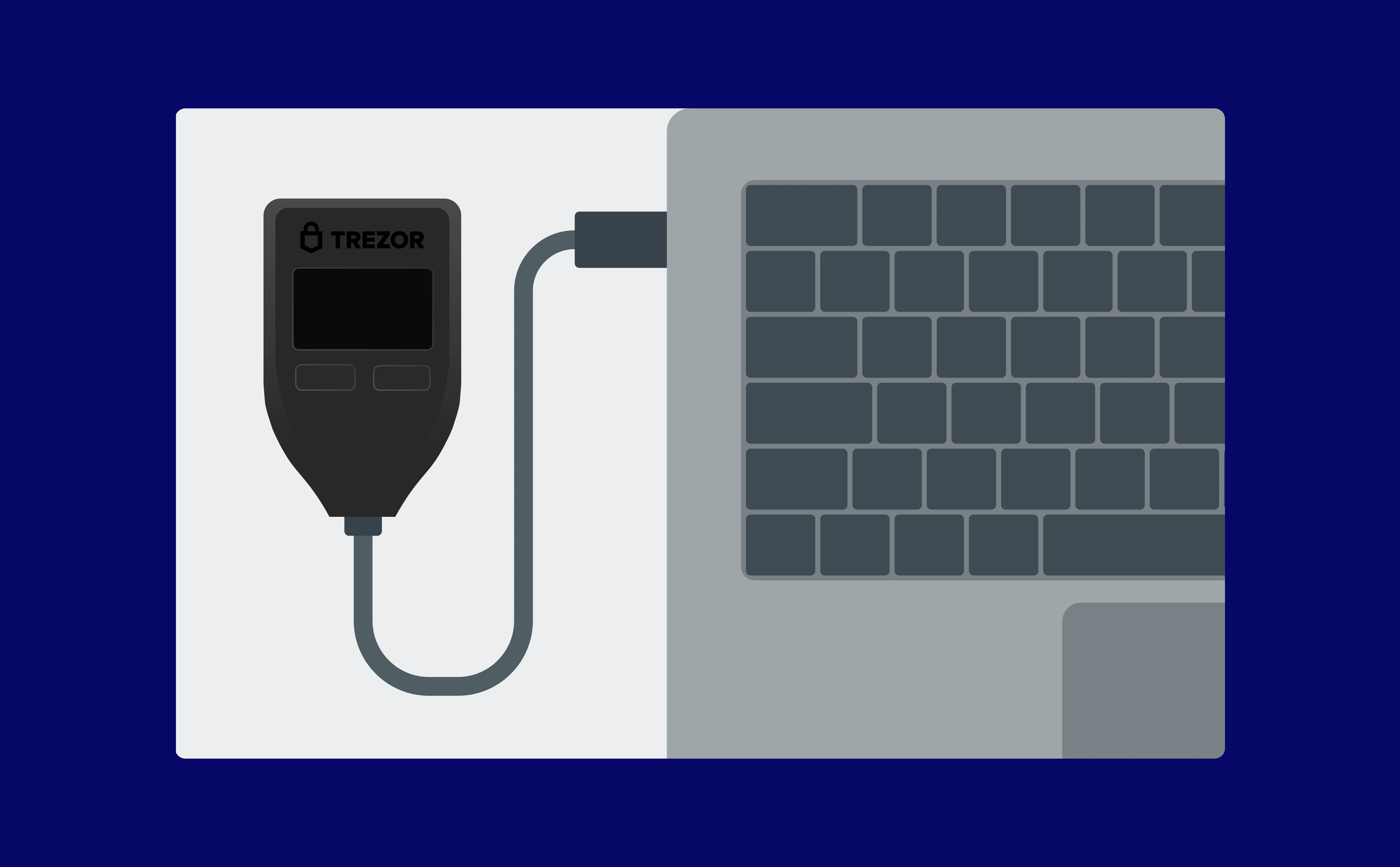 Trezor being connected to a computer.