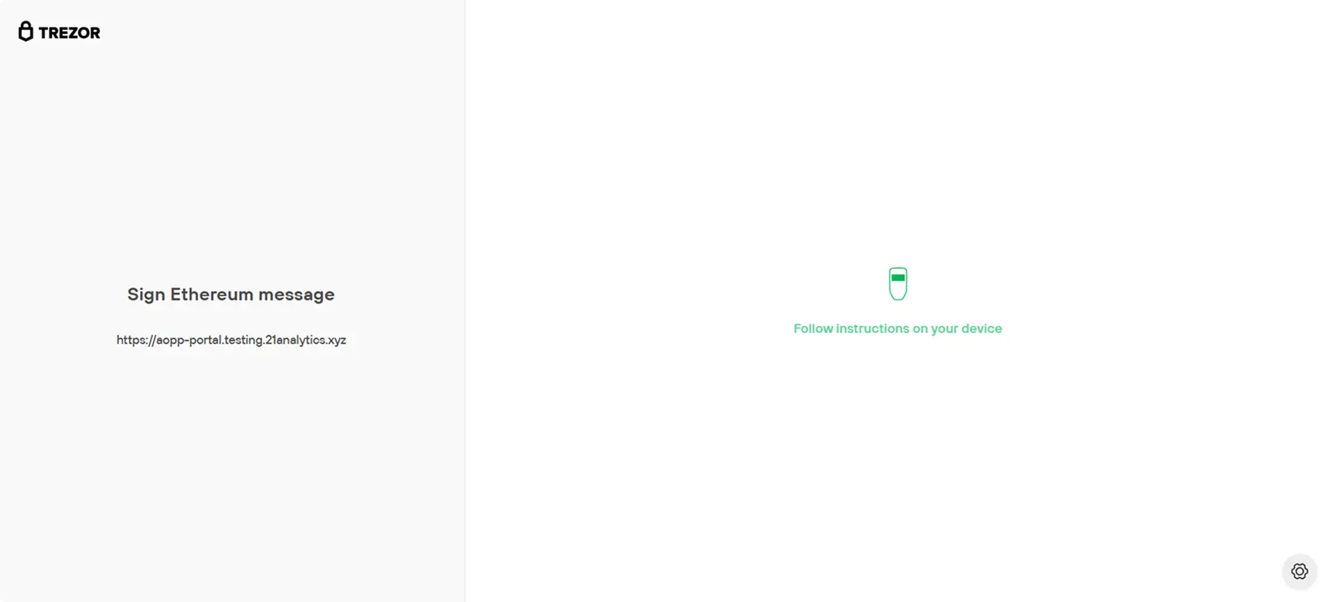 Trezor AOPP Portal go to device instruction.
